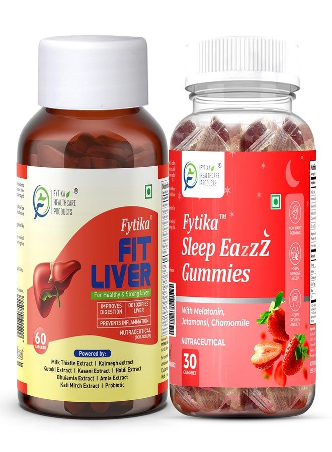 Fytika Fit Liver - 60 Tablets + Sleep Eazzz, Sleep Gummies - 30 Gummies Combo (Pack of 2) - Image 1