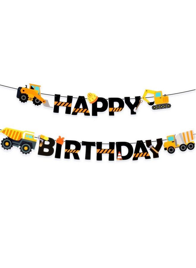 Faisichocalato Construction Birthday Banner Dump Truck Party Decorations Pre Assembled Builder Bulldozer Excavator Tank Truck Garland Supplies - Image 2