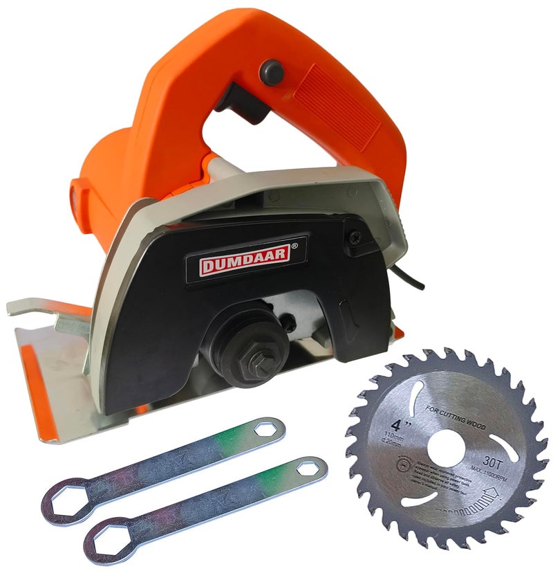 Inditrust Dumdaar Flat Wood/Marble cutting machine 1400W with 1pc Wood Cutting blade set Handheld Tile Cutter 110mm (ORANGE) - Image 1