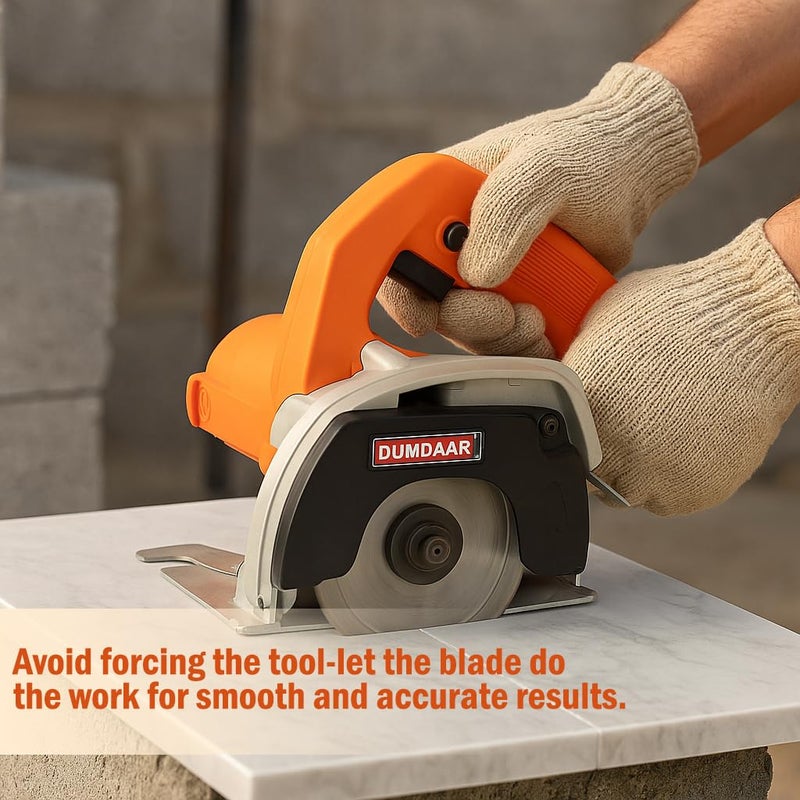 Inditrust Dumdaar Flat Wood/Marble cutting machine 1400W with 1pc Wood Cutting blade set Handheld Tile Cutter 110mm (ORANGE) - Image 5