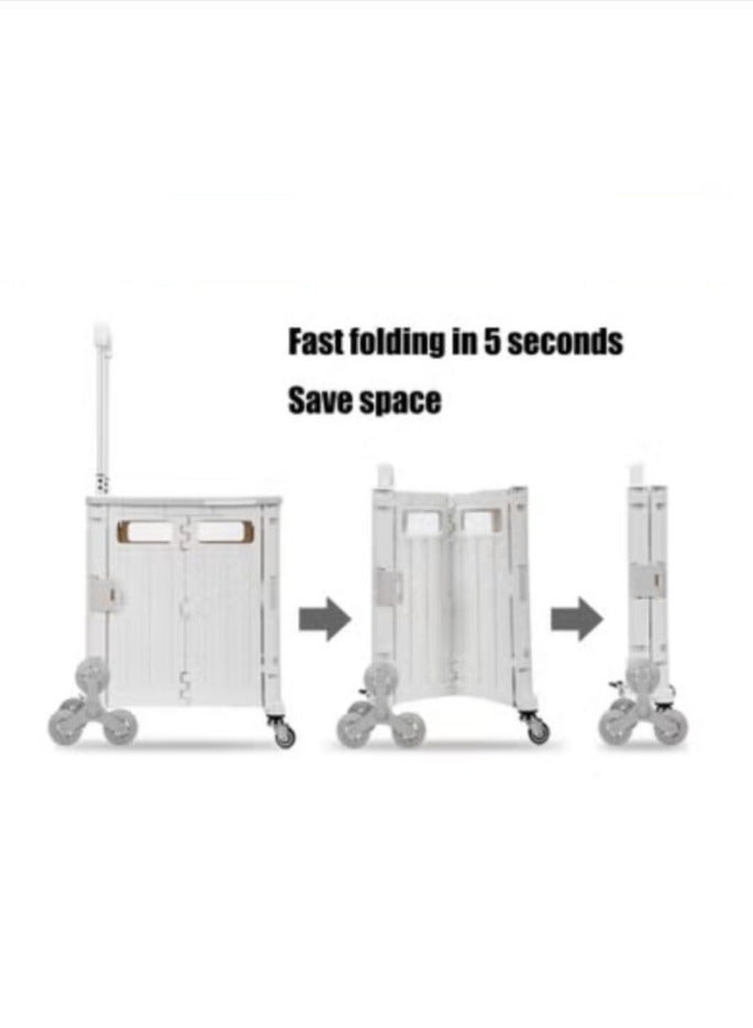 عربست صندوق متداول قابل للطي لتسلق الدرج: عربة متداولة لغسيل المعلم للتسوق (أبيض الحليب) - Image 3