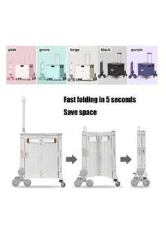 Arabest Wheeled Folding Trolley Folding Utility Cart for Easy Stair Climbing, SUV Picnic Travel Folding Bike with Telescopic Handle, 65 Liters (Color: White)  - Image 3