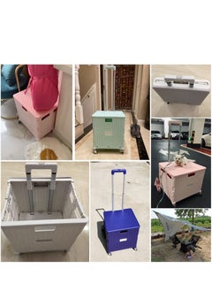 Arabest Wheeled Folding Trolley Folding Utility Cart for Easy Stair Climbing, SUV Picnic Travel Folding Bike with Telescopic Handle, 65 Liters (Color: White)  - Image 5