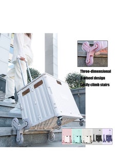 Arabest Wheeled Folding Trolley Folding Utility Cart for Easy Stair Climbing, SUV Picnic Travel Folding Bike with Telescopic Handle, 65 Liters (Color: White)  - Image 2