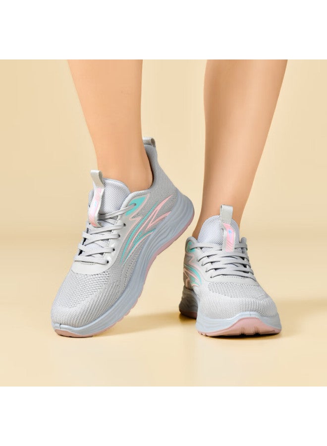 Double Star Eight Special Women's Breathable Spring Lightweight Casual Shoes Soft Bottom Sports Shoes Women Cool Thick Bottom Running Shoes Women Gray Pink 36 - Image 4