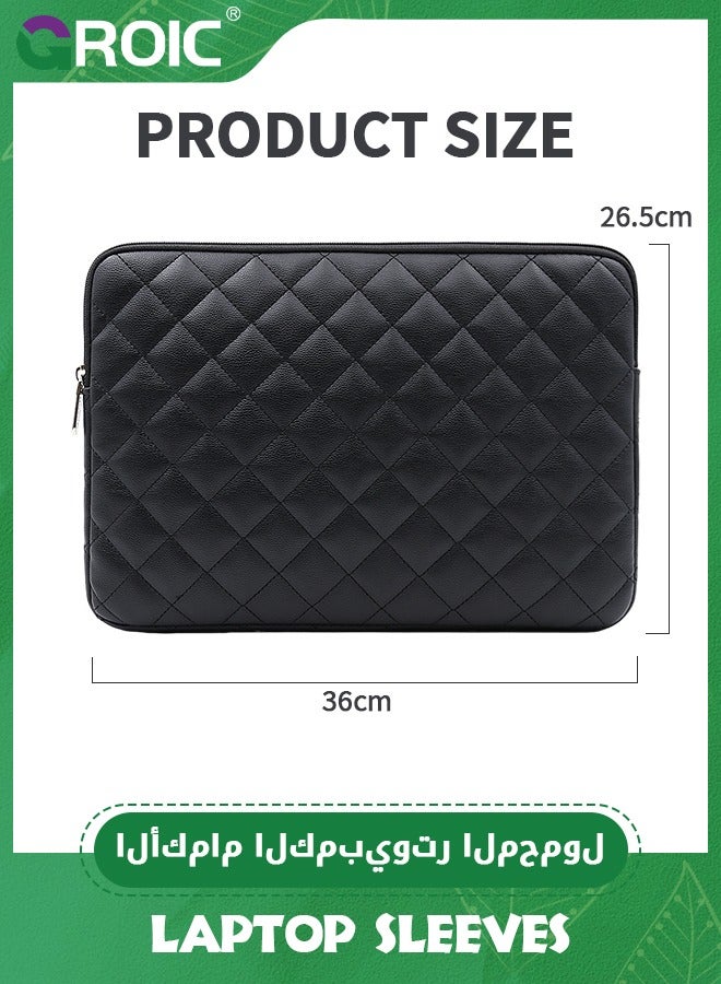 GROIC 13 Inch Black Laptop Sleeve Diamond PU Leather Case, Shockproof Water Resistant Cover Bag, Diamond Foam Case Bag Compatible with 13.6" M2 A2681 13.3 A2338 MacBook Air Pro M1 A2337 A2159 A2179 A2251 - Image 5