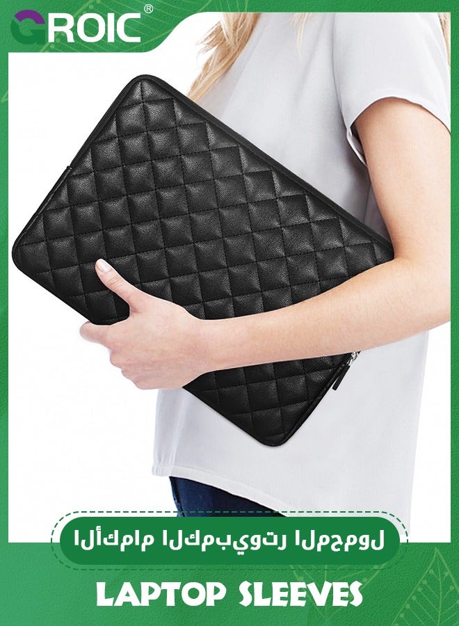 GROIC 13 Inch Black Laptop Sleeve Diamond PU Leather Case, Shockproof Water Resistant Cover Bag, Diamond Foam Case Bag Compatible with 13.6" M2 A2681 13.3 A2338 MacBook Air Pro M1 A2337 A2159 A2179 A2251 - Image 4