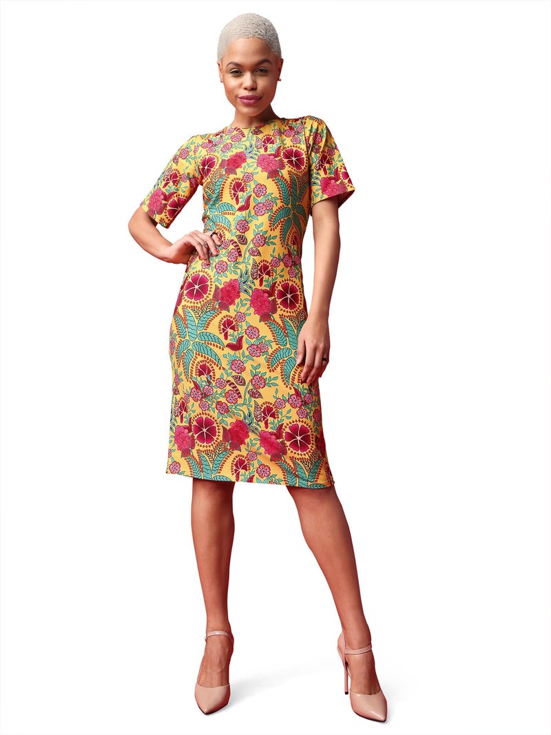 PURVAJA Women’s Bodycon Knee Length Dress (Wini-031-Crazy_Yellow_Large) - Image 1