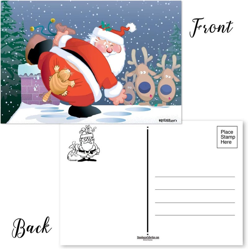 Stonehouse Collection Funny Cat Christmas Postcards - 40 Holiday Fun Postcards - 4 x 6 Inch Postcards (Funny Cat) - Image 3