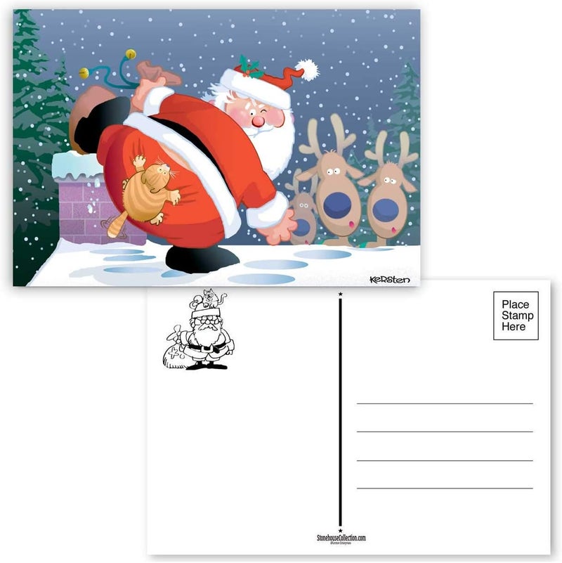 Stonehouse Collection Funny Cat Christmas Postcards - 40 Holiday Fun Postcards - 4 x 6 Inch Postcards (Funny Cat) - Image 1