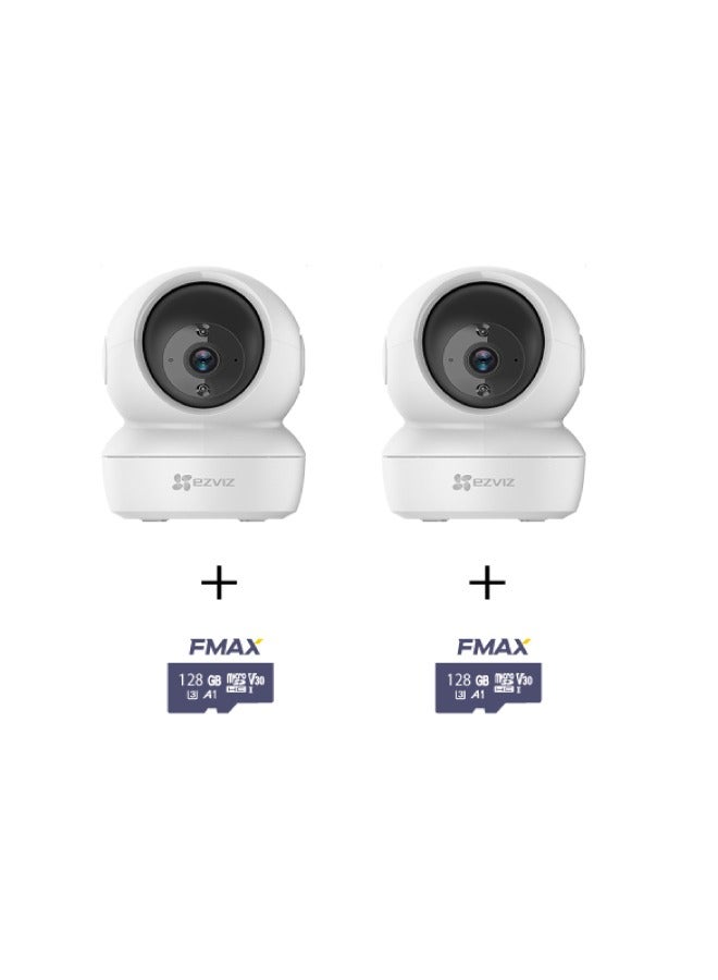 EZVIZ 2 Pieces C6n Mini Smart FHD 1080 Indoor Wire-Free Camera + 128 Memory card - Image 1