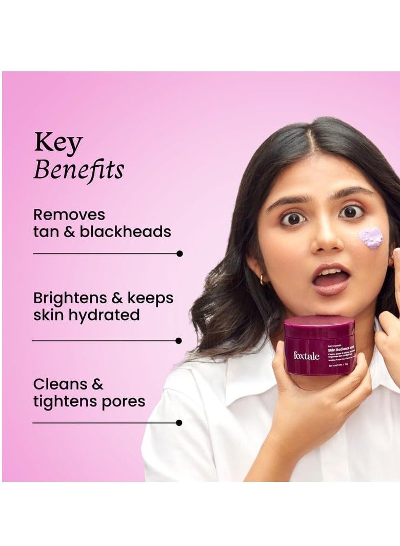 Foxtale De-tan Face Pack, Clay Mask with Lactic Acid, Brazilian Purple Clay for Brightening, Cleans Pores, Removes Blackheads, Men & Women, All Skin Types, 75g - Image 2