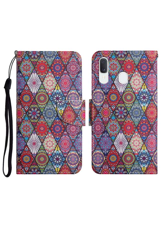 اس-توب جراب لهاتف Samsung Galaxy A20e، جراب جلدي أفقي قابل للطي بنمط مرسوم مع حامل وفتحة بطاقة ومحفظة - Image 1