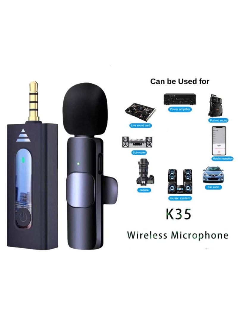 BSNL - K35 Wireless Collar Dual-Microphones For 3.5mm AUX Devices Camera Speaker Mobile Phone Recording Clip-On Lapel Lavalier Mic - Image 1