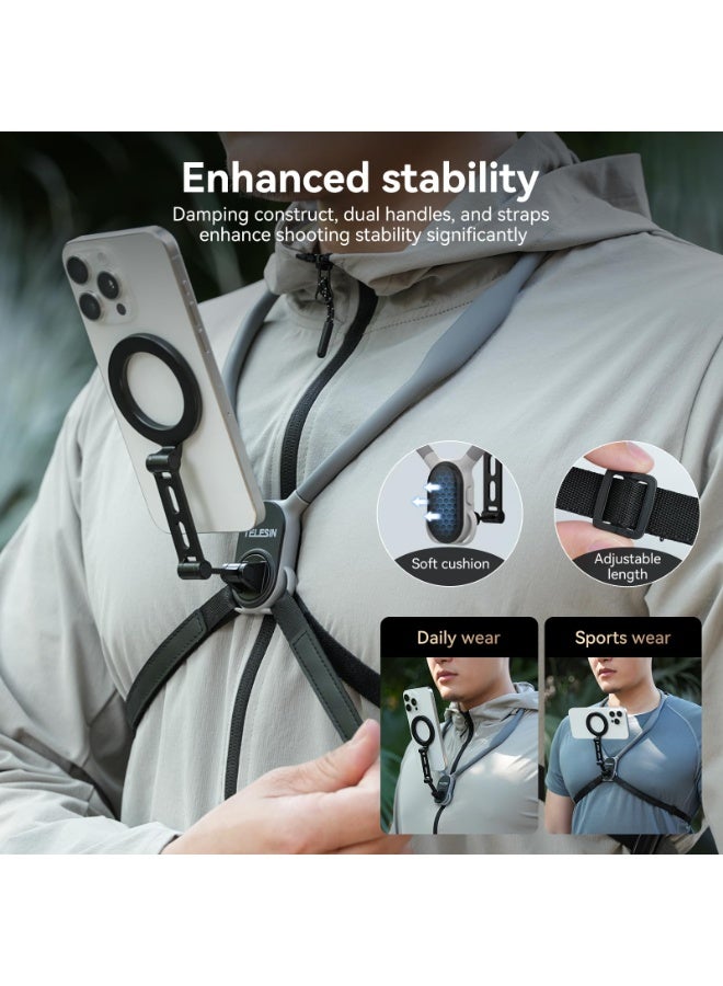TELESIN Magnetic Neck Phone Holder for POV Video, Hands-Free Adjustable Phone Mount with Magnetic Ring for iPhone and Android, Vlogging, Cooking, Travel and Live Streaming - Image 5