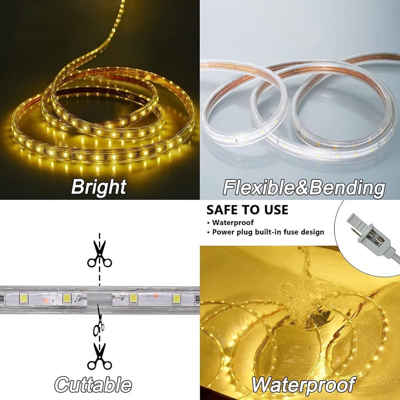 لفة ضوء شريط LED بطول 50 متر - ضوء حبل مرن بخط واحد للاستخدام الداخلي والخارجي - أبيض دافئ - Image 2