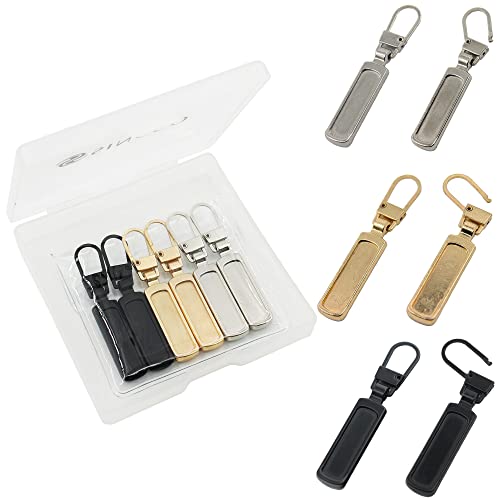 SINCCO 6 Pcs Zipper Pull Replacement, Universal Zipper Pull Tab Fixer Metal Zipper Head Handle Mend Repair Kit for Jacket Purse Backpack Luggage Boot, Multicolor - Image 1