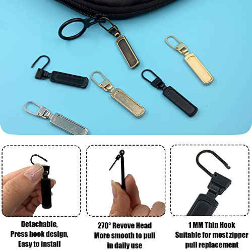 SINCCO 6 Pcs Zipper Pull Replacement, Universal Zipper Pull Tab Fixer Metal Zipper Head Handle Mend Repair Kit for Jacket Purse Backpack Luggage Boot, Multicolor - Image 3