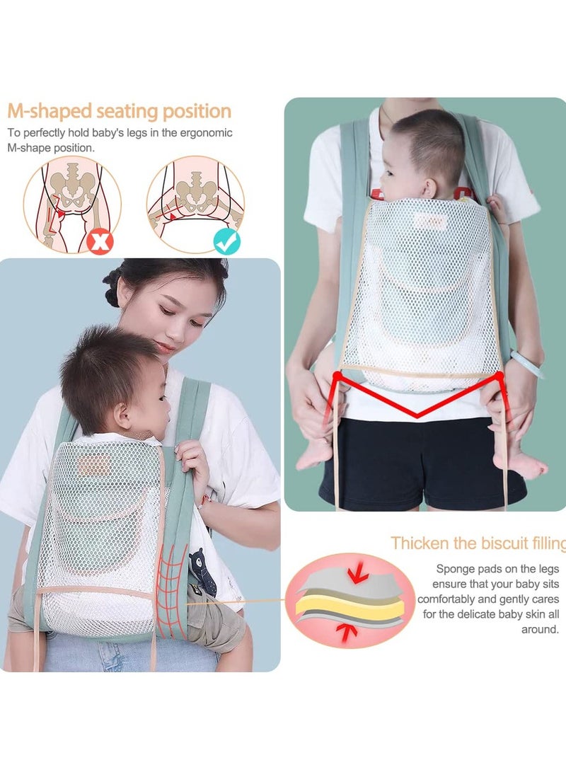 SYOSI Breathable Baby Sling, Adjustable Baby Carrier Double Layer Mesh Baby Sling Lightweight Breathable Ergonomic Universal Baby Carrier for All Seasons for Newborns from Birth 3-30 Months (Green) - Image 3