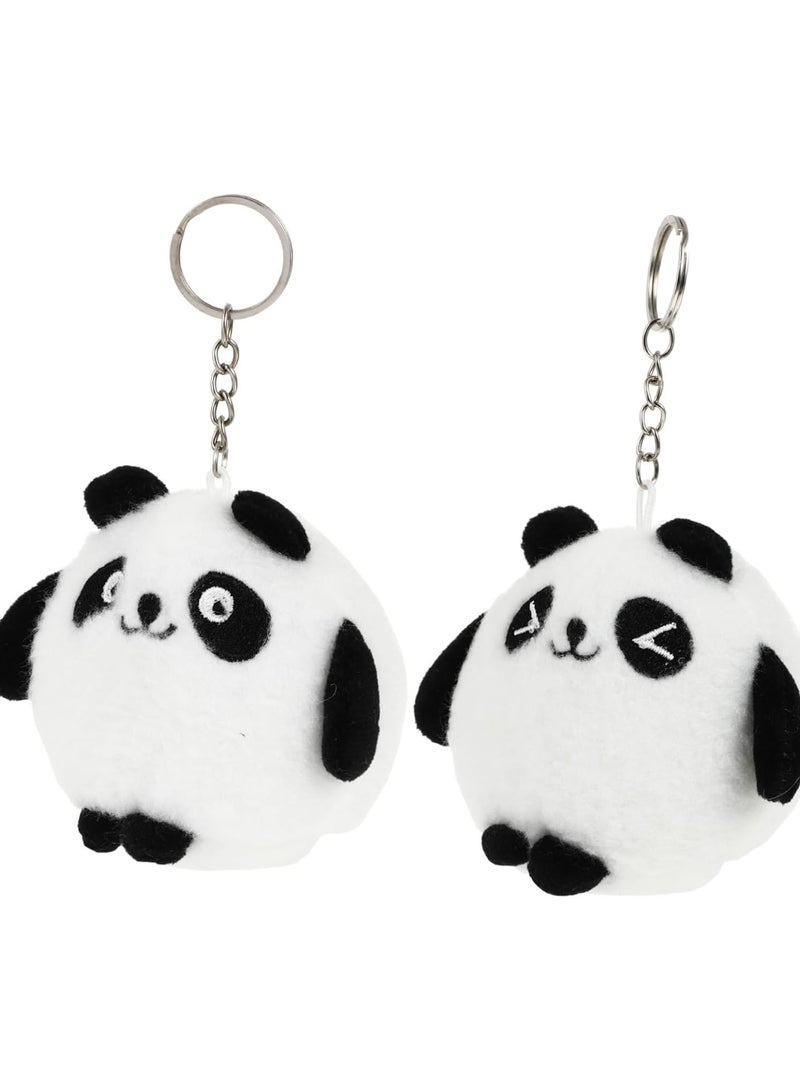 GGOOT 2pcs Panda Key Ring Keychain for Keys Wallet Key Chain Animals for Kids Animal Key Pendant Soft Keychain Fluffy Animal Keychain Panda Keychains Plush Panda Keychains Bag Key Chains Black White  - Image 1