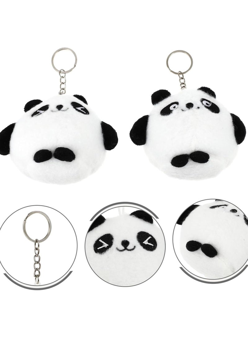 GGOOT 2pcs Panda Key Ring Keychain for Keys Wallet Key Chain Animals for Kids Animal Key Pendant Soft Keychain Fluffy Animal Keychain Panda Keychains Plush Panda Keychains Bag Key Chains Black White  - Image 2
