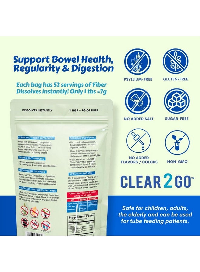 Nutritional Designs Prebiotic Fiber Supplement Powder - Inulin Soluble Fiber - All Natural Sugar & Gluten Free Dietary Fiber - Daily Fiber for Bowel Health - Nutritional Designs Clear 2 Go - 15.8 Oz - Image 5