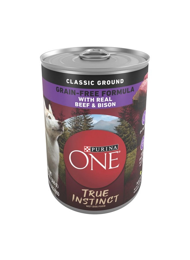 Purina ONE Wet Dog Food True Instinct Classic Ground GrainFree Formula With Real Beef And Bison High Protein Dog Food  (Pack Of 12) 13 Oz. Cans  - Image 1