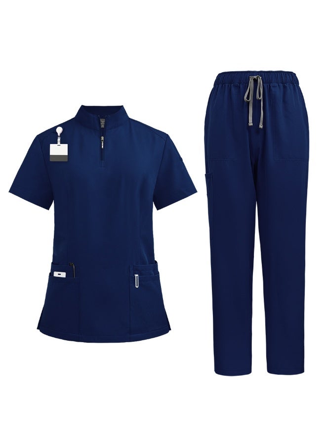 NIBEMINENT Medical Doctor Nurse Surgical Uniforms Woman Scrub Set Beauty Salon Work Wear Clinical Scrubs Top-Pants Spa Nursing Tunic Suit - Image 1