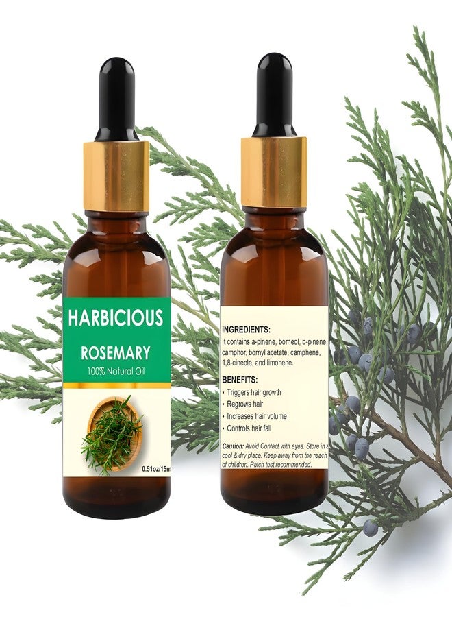Harbicious Rosemary Essential Oil for Hair Growth, Hair Fall Control, Hair Nourishment & Strengthens, Skin Care/ 100% Natural and Pure Oil - Rosemary Essential Oil (15ml) - Image 3