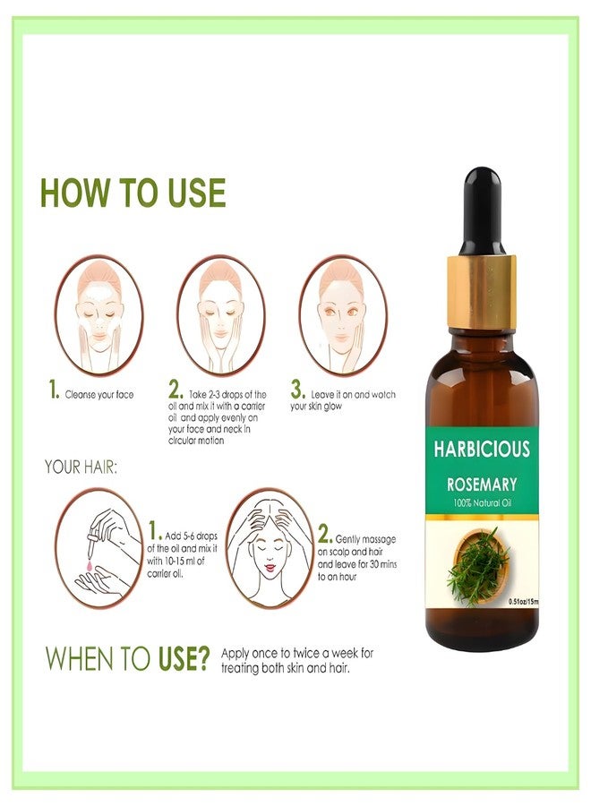 Harbicious Rosemary Essential Oil for Hair Growth, Hair Fall Control, Hair Nourishment & Strengthens, Skin Care/ 100% Natural and Pure Oil - Rosemary Essential Oil (15ml) - Image 5