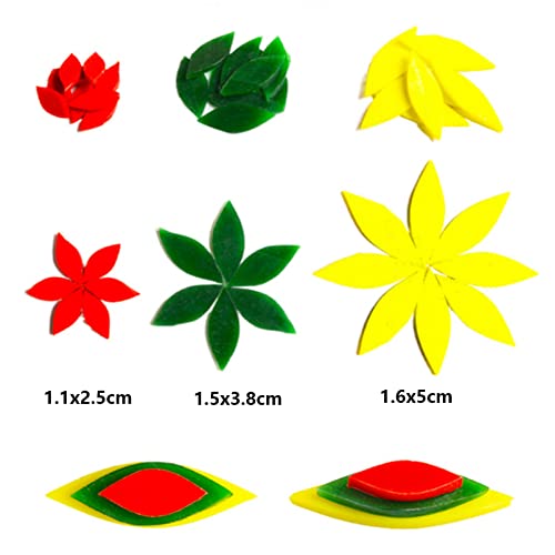 Oakbud 80pcs/100g Pack of Mosaic Tile Supplies for DIY Crafts, Plates, Picture Frames, Flowerpots, Handmade Jewelry - 1.1x2.5 cm Petal Leaves Glass Decorative Tiles (Green) - Image 3