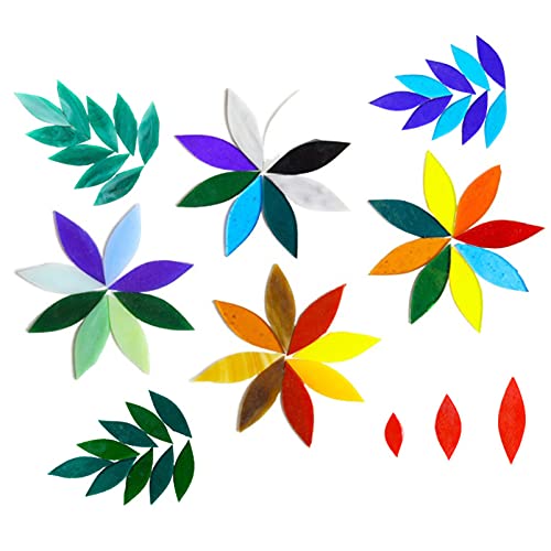 Oakbud 80pcs/100g Pack of Mosaic Tile Supplies for DIY Crafts, Plates, Picture Frames, Flowerpots, Handmade Jewelry - 1.1x2.5 cm Petal Leaves Glass Decorative Tiles (Green) - Image 5