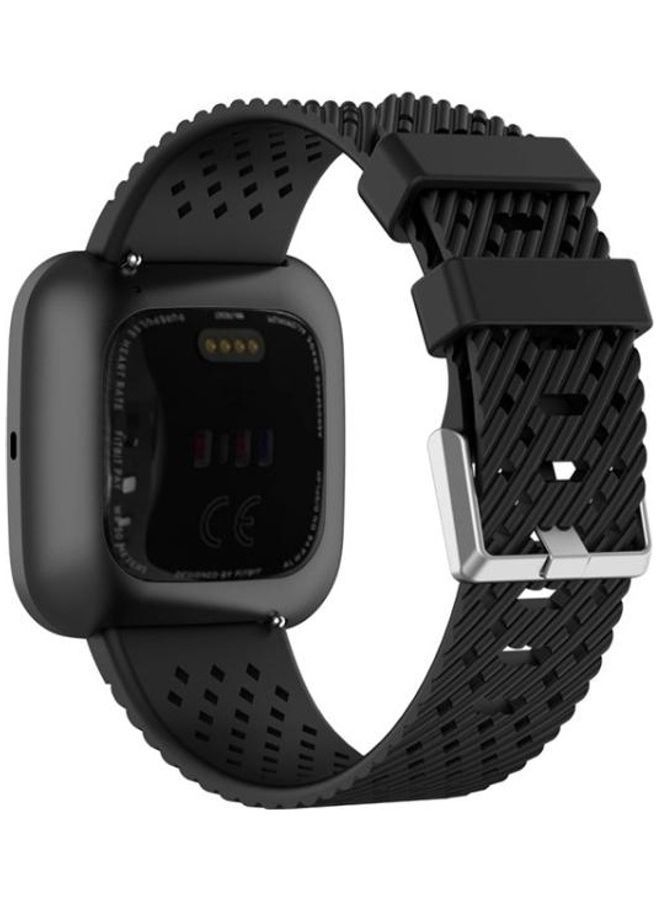 NIBEMINENT Breathable Fashion Silicone Strap For Fitbit Versa / 2 Lite 23cm Black - Image 2