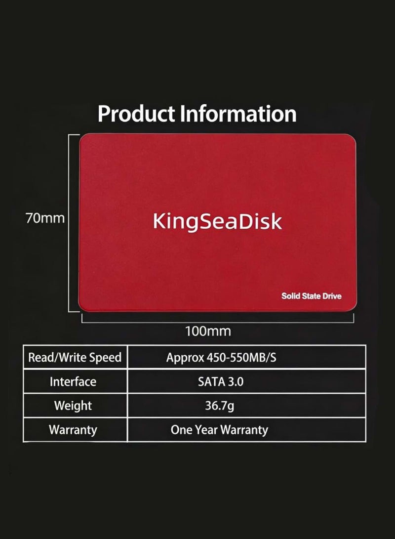 قرص صلب داخلي KingSeaDisk بسعة 256 جيجابايت SSD مقاس 2.5 بوصة SATA III سرعة عالية لترقية الكمبيوتر/اللابتوب - Image 5