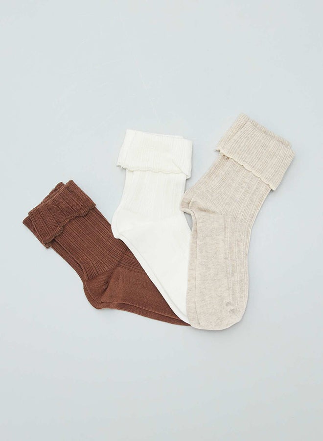 Kiabi Knitted socks with turn-ups - Pack of 3 pairs  - Image 1