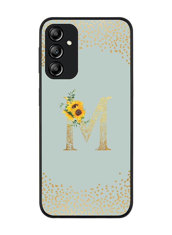 Stylizedd Rugged Black edge case for Samsung Galaxy A24 4G Slim fit Soft Case Flexible Rubber Edges Anti Drop TPU Gel Thin Cover - Custom Monogram Initial Floral Pattern Alphabet - M - Light Grey - Image 1