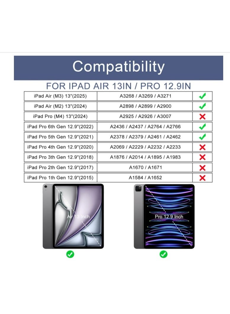 في آر كرييتيف غطاء واقٍ إبداعي بتقنية الواقع الافتراضي لجهاز iPad Air مقاس 13 بوصة (M3/M2) 2025/2024، iPad Pro 12.9 2022 2021 (الجيل السادس والخامس) - [حامل ثلاثي نحيف + التنبيه التلقائي للنوم/الاستيقاظ]، غطاء خلفي صلب واقٍ من مادة PC (لون أرجواني) - Image 2