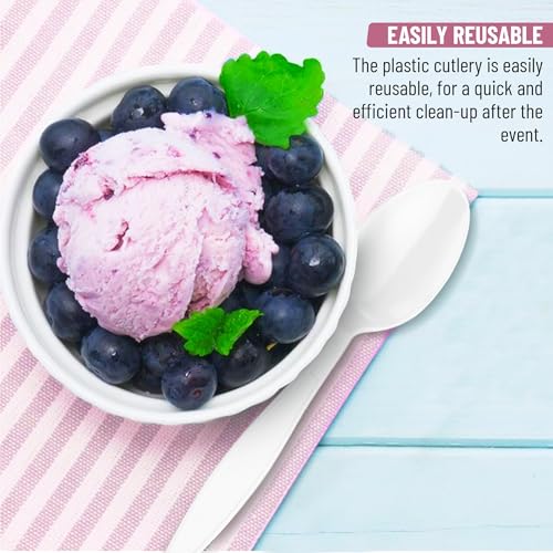 SafeWare Individually Wrapped White Plastic Spoons 500 Pcs- Medium Weight - Ideal for House Party, Backyard BBQ, Picnic, Home, Use.…… - Image 5