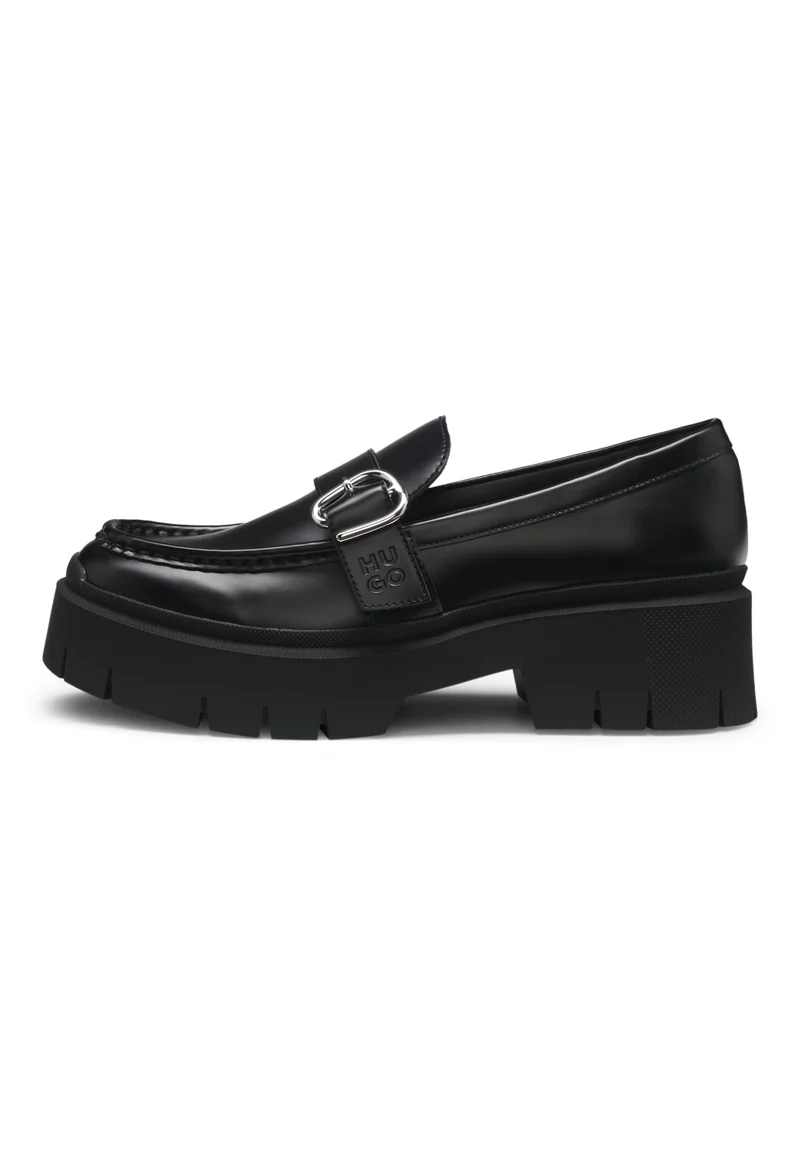 HUGO Leather loafers with buckled strap