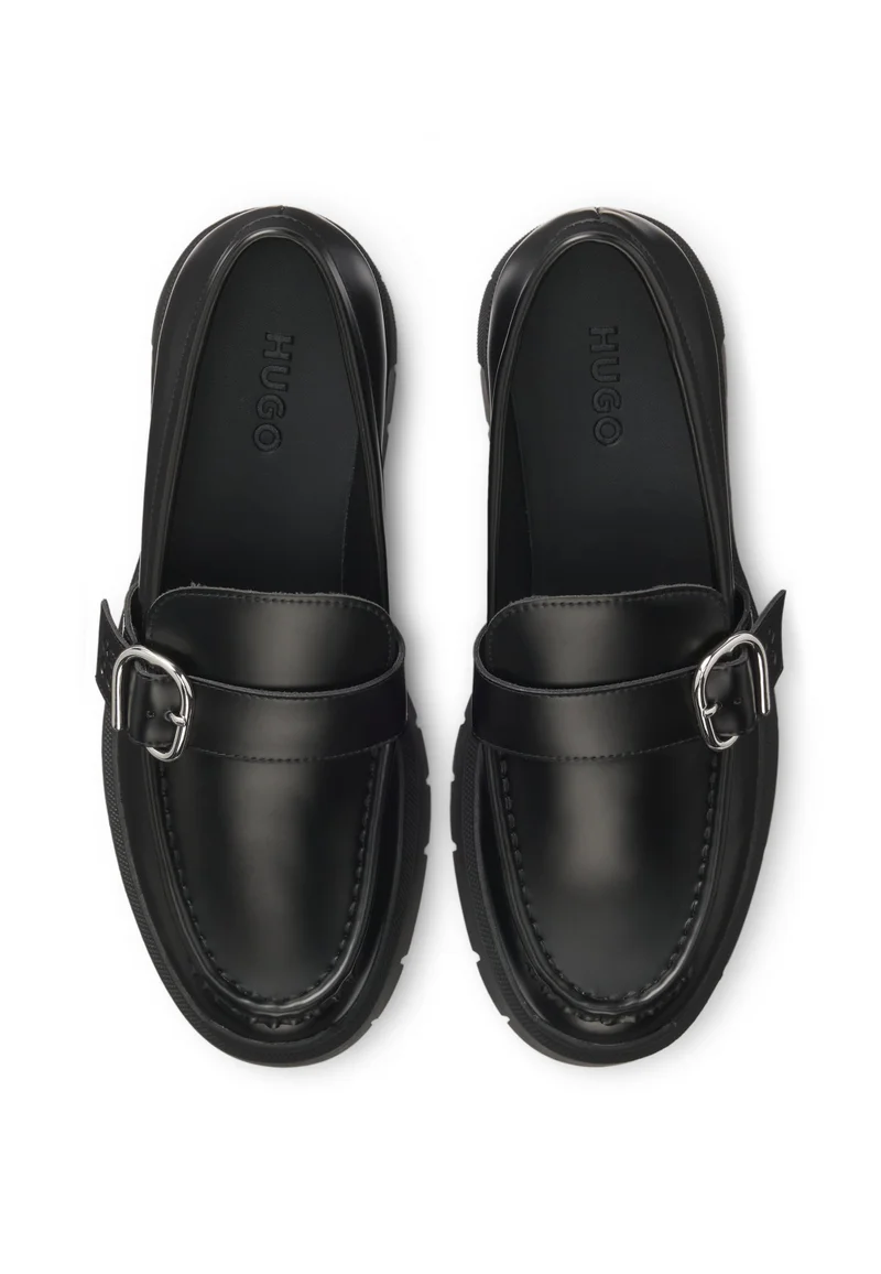 HUGO Leather loafers with buckled strap