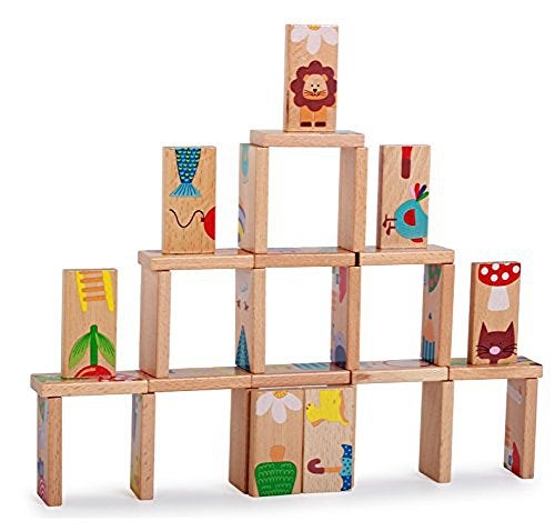 GracesDawn 28 Pcs of Educational Wooden Toy Domino Animal Puzzles Kids Game Gift - Image 5