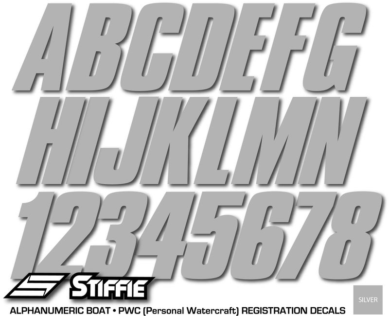 Stiffie مجموعة ملصقات تعريف الأرقام الأبجدية الرقمية STIFFIE Shift فضي 3" ID للقوارب والمركبات المائية الشخصية - Image 5
