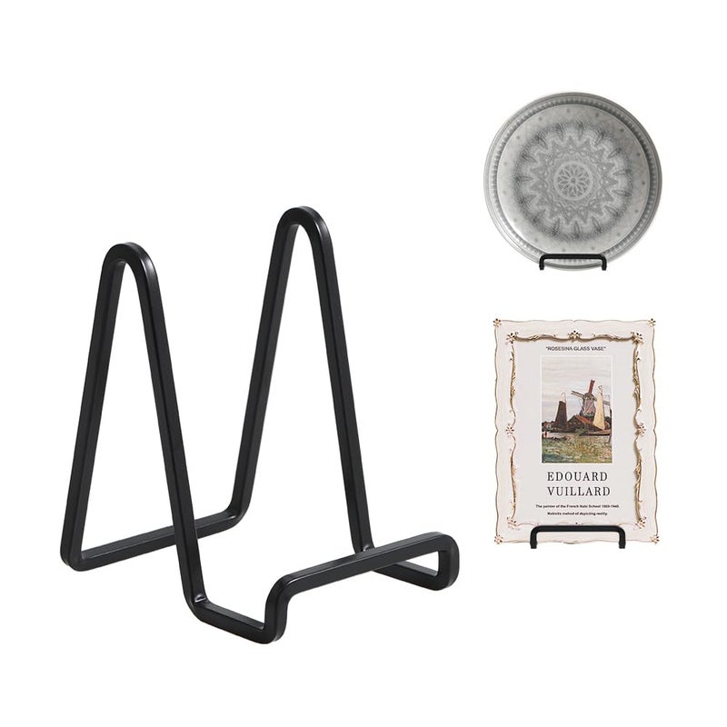 Plate Holder Easel Display Stand  45 inch Metal Plate Stands for Display  Tabletop Picture Stand  Black Iron Easels for Display Pictures  Photo Frames  Book  Decorative Plates  Plaque  2 Pack
