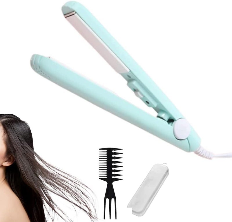cheekyglo Werdeny Ceramic Mini Hair Curler for Short Hair,Werdeny Mini Hair Curler,2 in 1 Mini Ceramic Curler and Hair Straightener,Mini Curling Iron for Short Hair (Blue) - Image 1