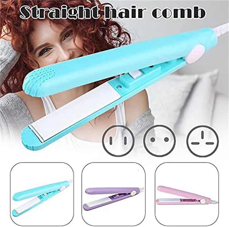 cheekyglo Werdeny Ceramic Mini Hair Curler for Short Hair,Werdeny Mini Hair Curler,2 in 1 Mini Ceramic Curler and Hair Straightener,Mini Curling Iron for Short Hair (Blue) - Image 2