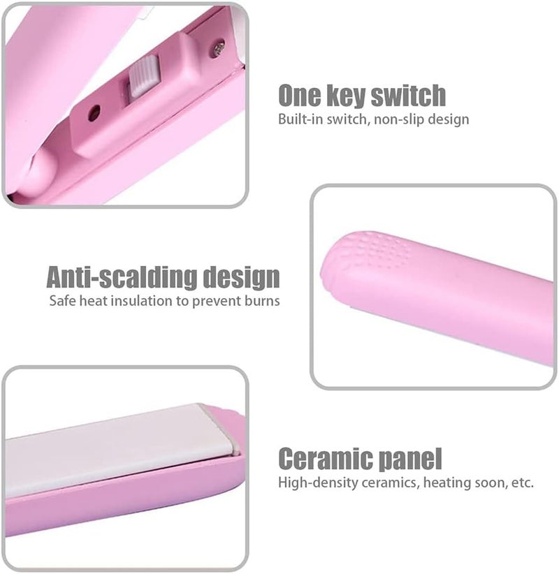 cheekyglo Werdeny Ceramic Mini Hair Curler for Short Hair,Werdeny Mini Hair Curler,2 in 1 Mini Ceramic Curler and Hair Straightener,Mini Curling Iron for Short Hair (Blue) - Image 5