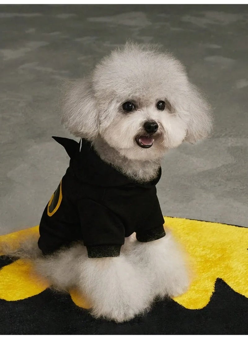 باتمان ملابس للحيوانات الاليفه ملابس كلاب هودي للكلب والقطط بتصميم شعار باتمان يساعد في الحفاظ على دفء حيوانك الأليف في الأجواء الباردة  ويمنحه مظهراً جذاباً ومميزاً مقاس S - Image 2