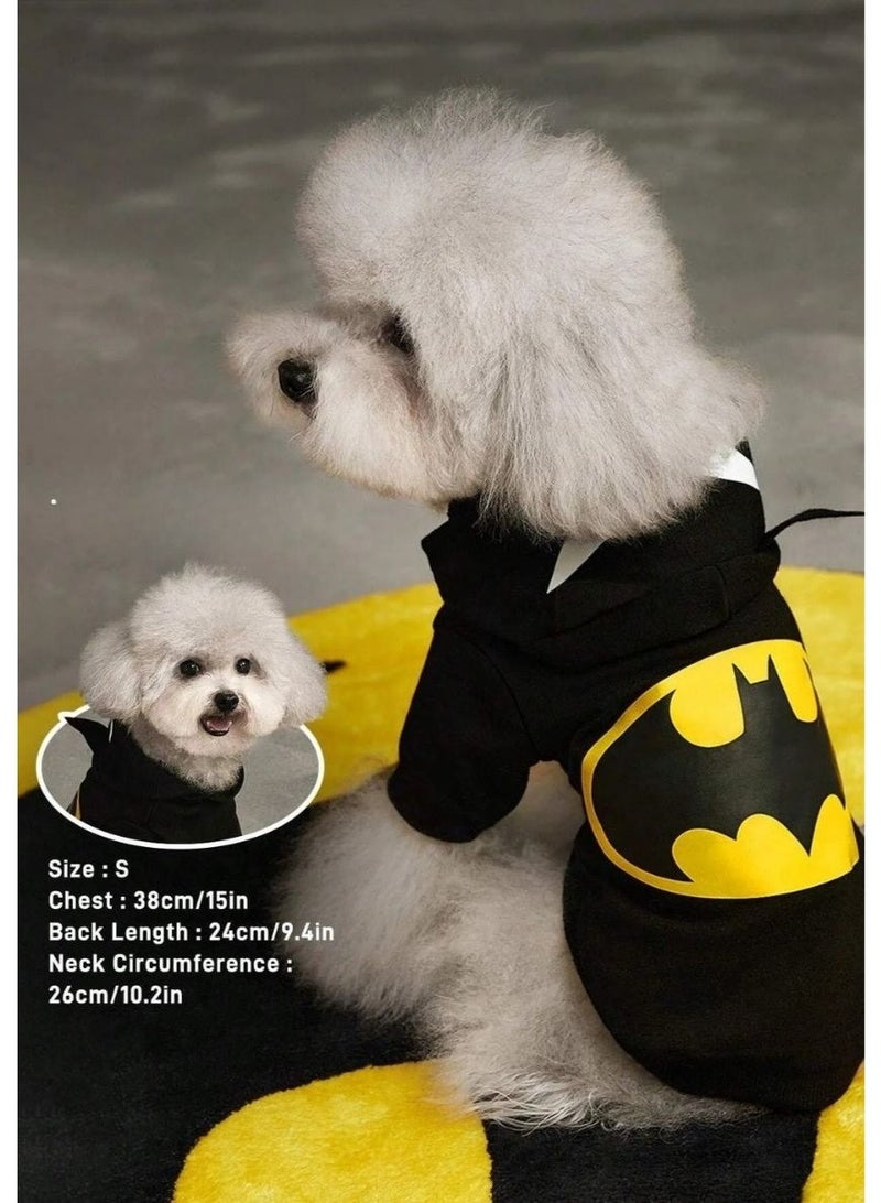باتمان ملابس للحيوانات الاليفه ملابس كلاب هودي للكلب والقطط بتصميم شعار باتمان يساعد في الحفاظ على دفء حيوانك الأليف في الأجواء الباردة  ويمنحه مظهراً جذاباً ومميزاً مقاس S - Image 1