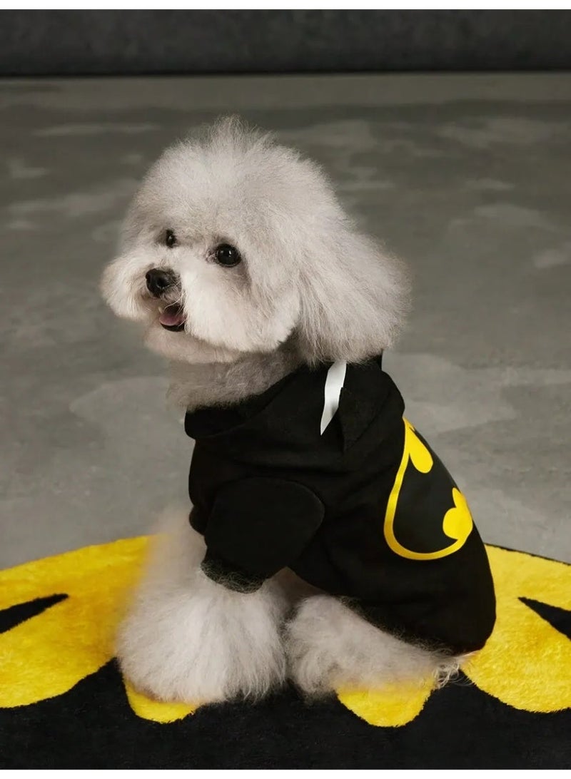 باتمان ملابس للحيوانات الاليفه ملابس كلاب هودي للكلب والقطط بتصميم شعار باتمان يساعد في الحفاظ على دفء حيوانك الأليف في الأجواء الباردة  ويمنحه مظهراً جذاباً ومميزاً مقاس S - Image 4