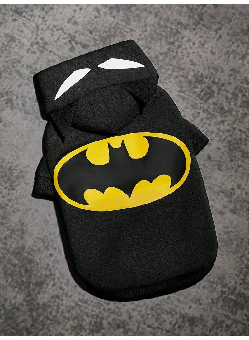 باتمان ملابس للحيوانات الاليفه ملابس كلاب هودي للكلب والقطط بتصميم شعار باتمان يساعد في الحفاظ على دفء حيوانك الأليف في الأجواء الباردة  ويمنحه مظهراً جذاباً ومميزاً مقاس S - Image 3